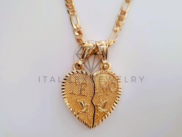 Dije Elegante - 104406 - Corazón Partido Te Amo Tamaño Meadiano Oro Laminado 18K