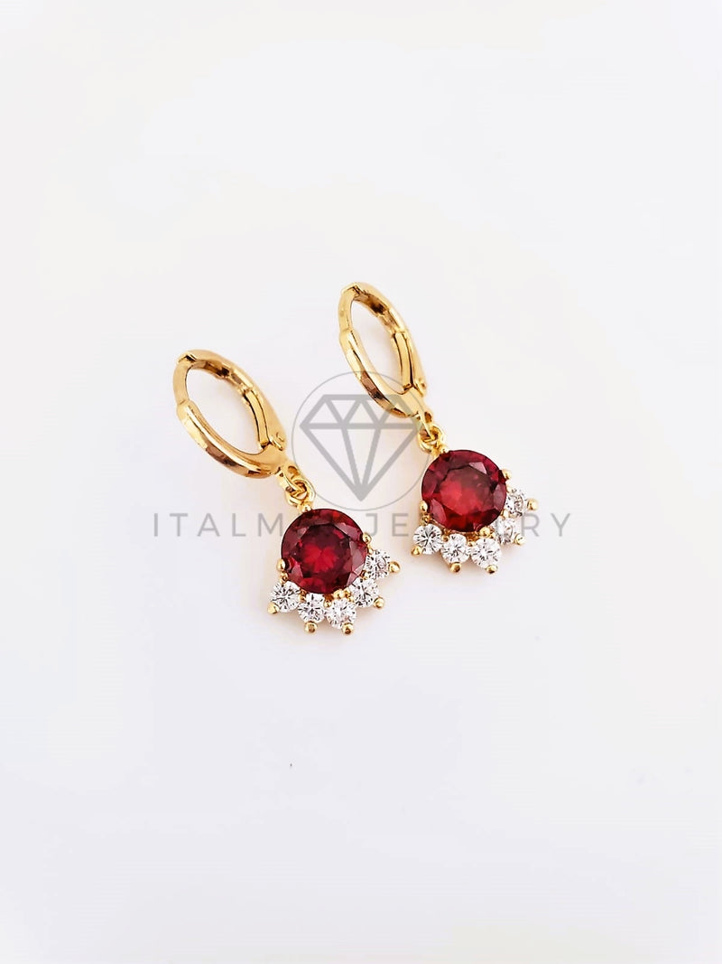 Arete de Lujo - 103560 - Diseño Candil CZ Tinta Oro Laminado 18K