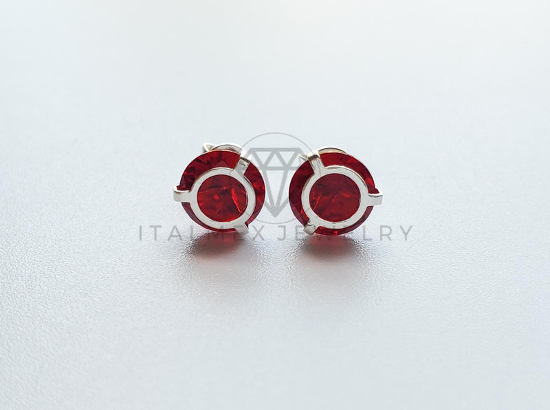 Broquel de Lujo - 101715 - Ilusión 7mm CZ Roja Plata .925