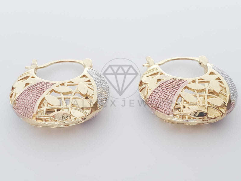 Arete Elegante - 102298 - Estilo Canasta Rayas Mediano Oro Laminado 18K