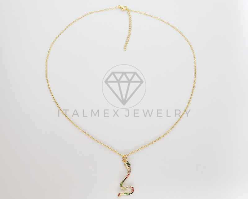 Collar Elegante - 101309 - Collar Serpiente CZ Colores Oro Laminado 18K