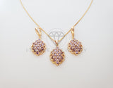 Juego de Lujo - 100618 - Diseño de CZ Color Morado Oro Laminado 18K