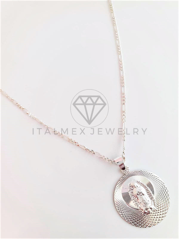 Dije Religioso - 102968 - Medalla Diamantada Virgen de Guadalupe Plata Fina .925