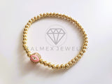 Pulsera de Lujo - 103746 - Diseño Ajustable Ojo Turco CZ Rosa Oro Laminado 18K