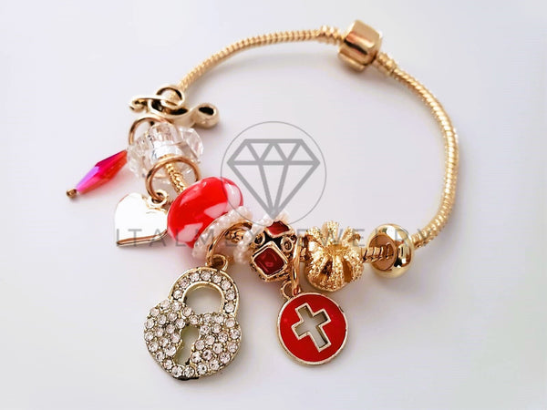 Pulsera Elegante - 104306 - Pulsera Estilo PDR Candado CZ Clara Oro Laminado 18K