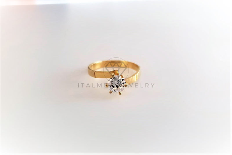 Anillo de Lujo - 103132 - Estilo Solitario Encontrado CZ Clara Oro Laminado 18K