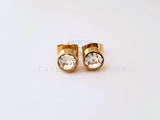 Broquel de Lujo - 104092 - Diseño Biselado 6mm CZ Clara Oro Laminado 18K