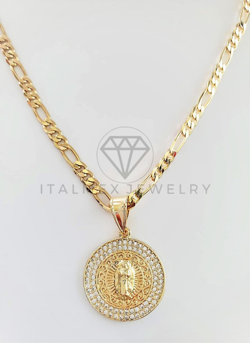 Dije Elegante - 102744 - Medalla Virgen de Guadalupe CZ Clara Tamaño Chico Oro Laminado 18K