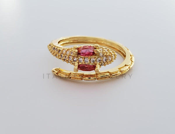 Anillo de Lujo - 101288 - Diseño Serpiente con CZ Rosa Oro Laminado 18K