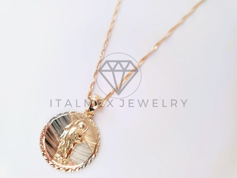 Collar Elegante - 104684 - Collar Medalla San Judas Tadeo Oro Laminado 18K