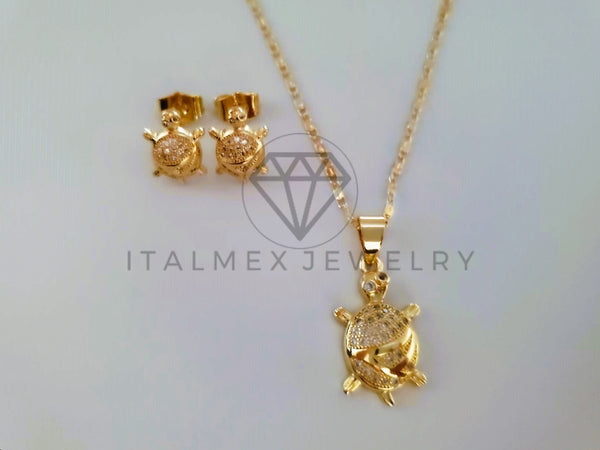 Juego de Lujo - 104505 - Diseño de Tortugas CZ Clara Oro Laminado 18K