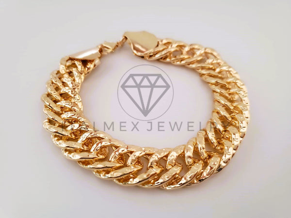Pulsera Elegante - 104474 - Tejido Ancla Diamantada Oro Laminado 18K