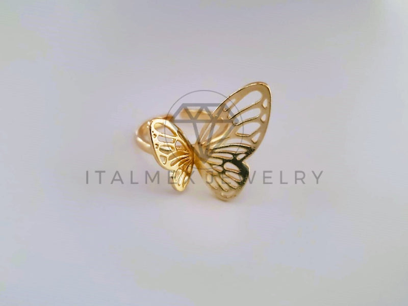 Anillo Dama de Lujo - 104565 - Diseño Mariposa Laser Oro Laminado 18K
