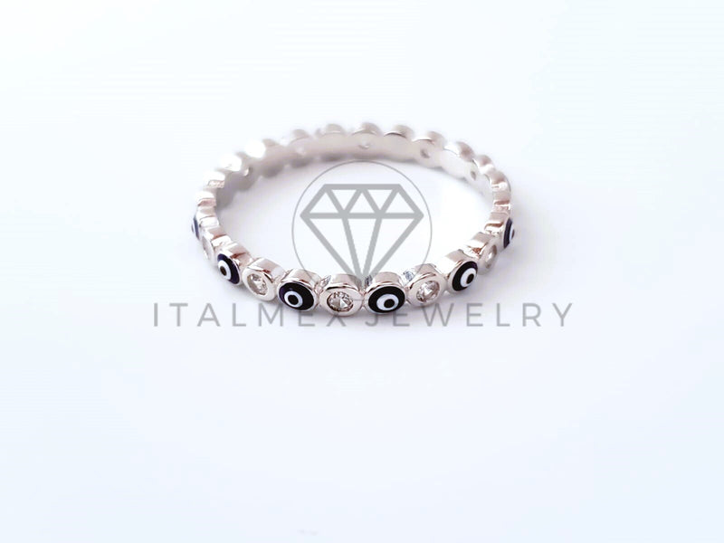 Anillo de Dama - 104439 - Anillo de Ojo Turco Azul Circonia Clara Plata .925