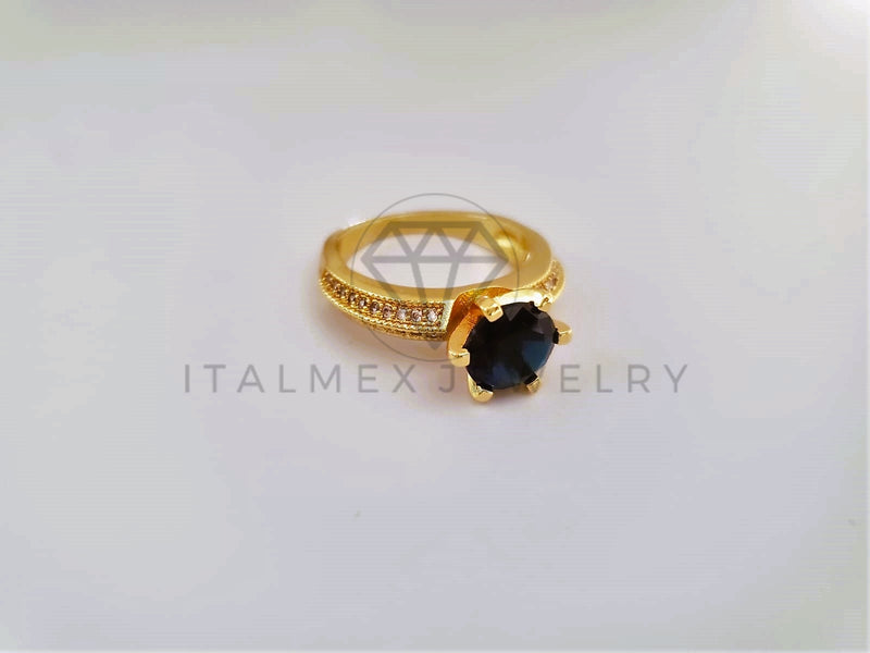 Anillo de Lujo - 103912 - Anillo Clásico CZ Azul Oro Laminado 18K