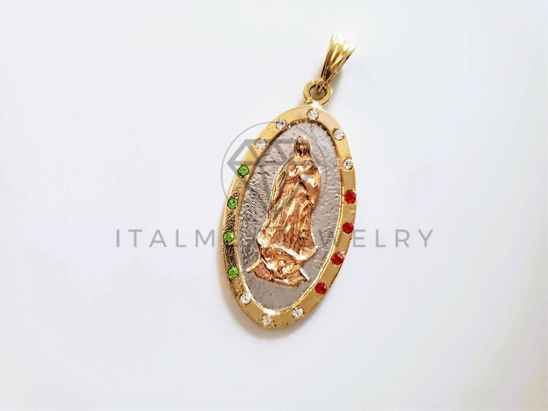 Dije Elegante - 104146 - Medalla de Virgen Circonia Clara Oro Laminado 18K