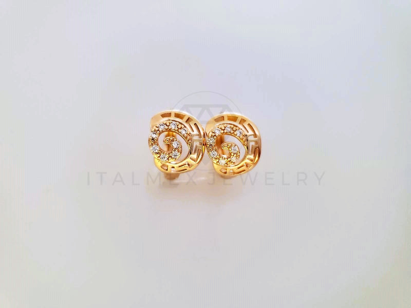 Huggie de Lujo - 104010 - Diseño de G CZ Clara Oro Laminado 18K