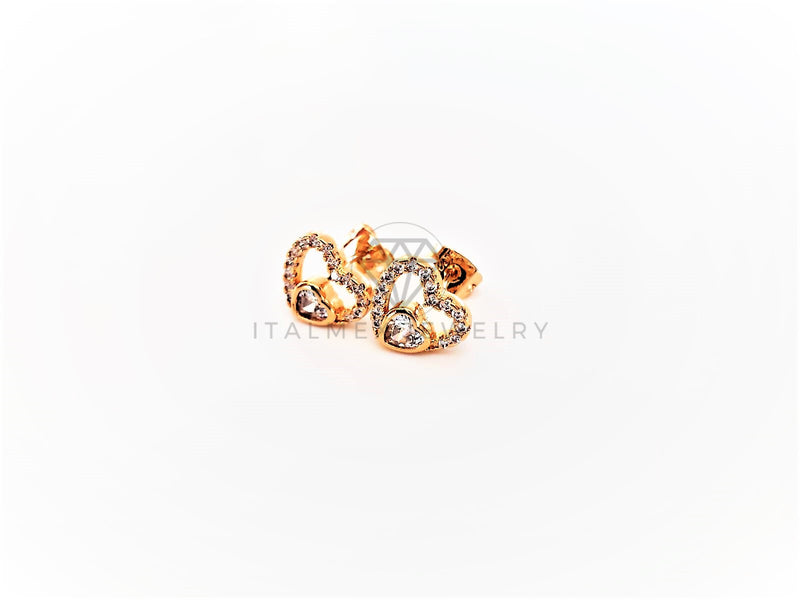 Broquel de Lujo - 103089 - Diseño de Corazón CZ Clara Oro Laminado 18K