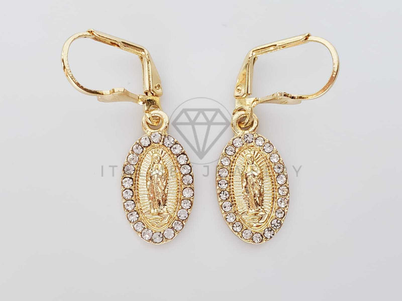 Arete Elegante - 100729 - Diseño de Virgen con CZ Clara Oro Laminado 18K