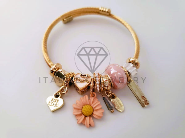Pulsera Elegante - 104362 - Pulsera Estilo PDR Girasol Rosa Oro Laminado 18K