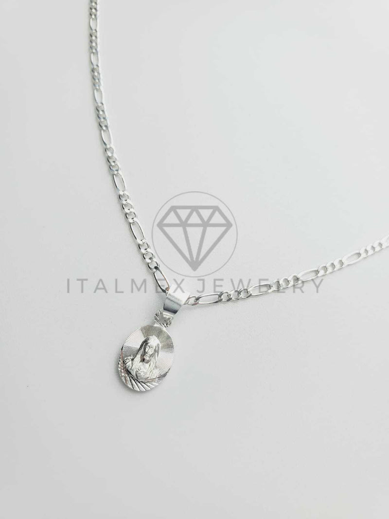 Dije Religioso - 102536 - Medalla Diamantada Mini Sagrado Corazón Plata Fina .925