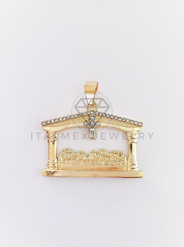 Dije Elegante - 102749 - Medalla de Ultima Cena CZ Clara Grande Oro Laminado 18K