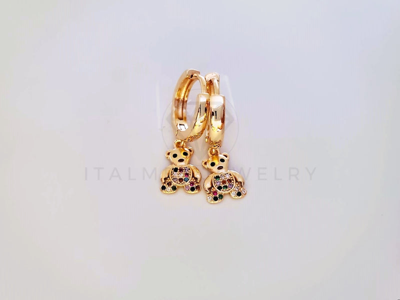 Huggie de Lujo - 104015 - Diseño Osito CZ Color Oro Laminado 18K
