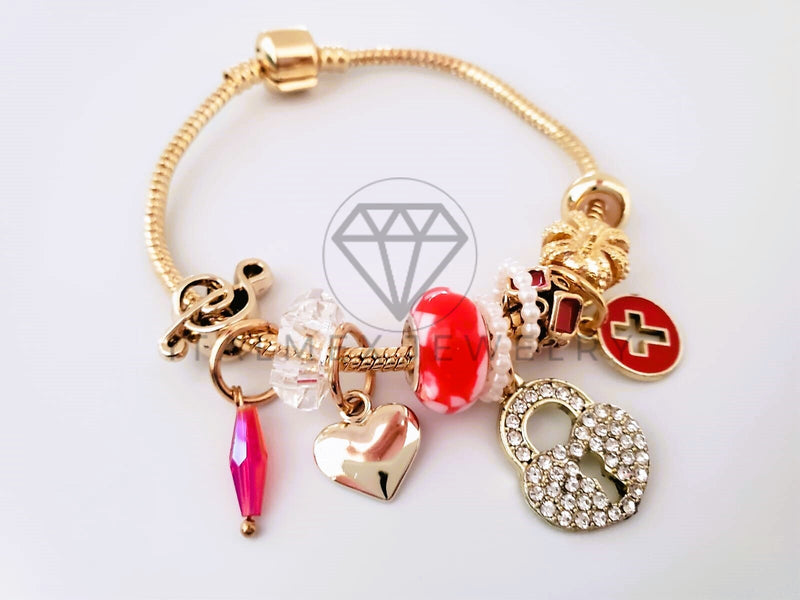 Pulsera Elegante - 104306 - Pulsera Estilo PDR Candado CZ Clara Oro Laminado 18K