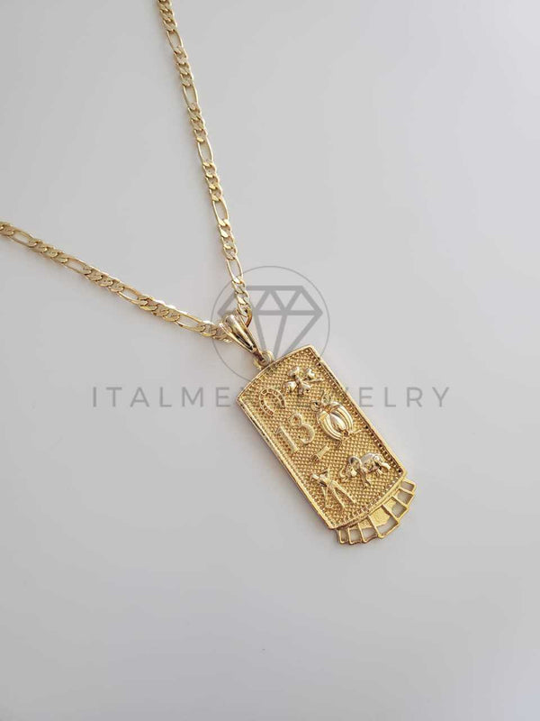 Dije Elegante - 102253 - Placa de las 7 Potencias Tamaño Mediano Oro Laminado 18K