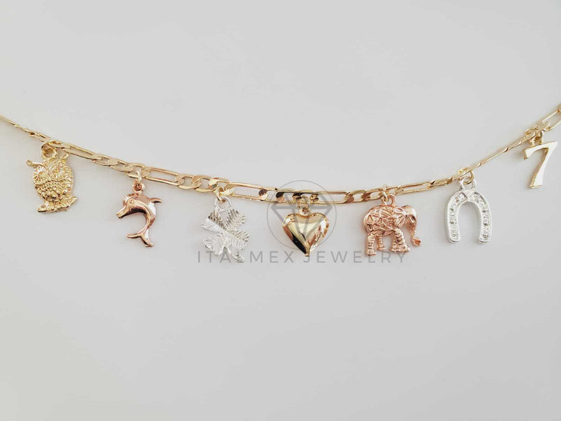 Pulsera Elegante - 102733 - Diseño de las 7 Potencias de 3 Colores Oro Laminado 18K