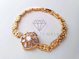Pulsera de Lujo - 103701 - Diseño de Flores CZ Baguette Clara Oro Laminado 18K
