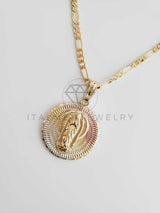 Dije Elegante - 102360 - Medalla Virgen Diamantada Tamaño Mediana Oro Laminado 18K