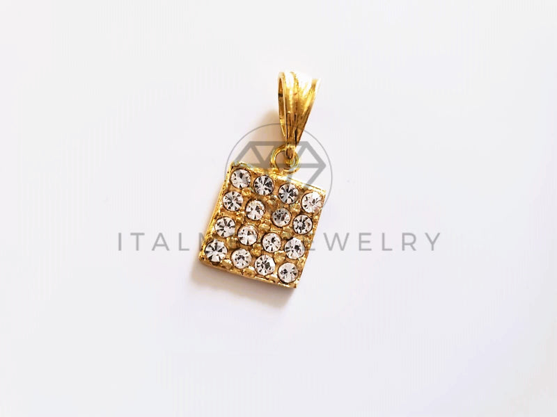 Dije de Lujo - 104163 - Dije Cuadrado Circonia Clara Oro Laminado 18K
