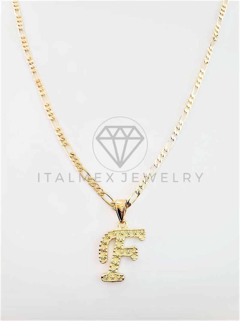Dije Elegante - 102796 - Dije Inicial "F" Dorado Tamaño Chico Oro Laminado 18K