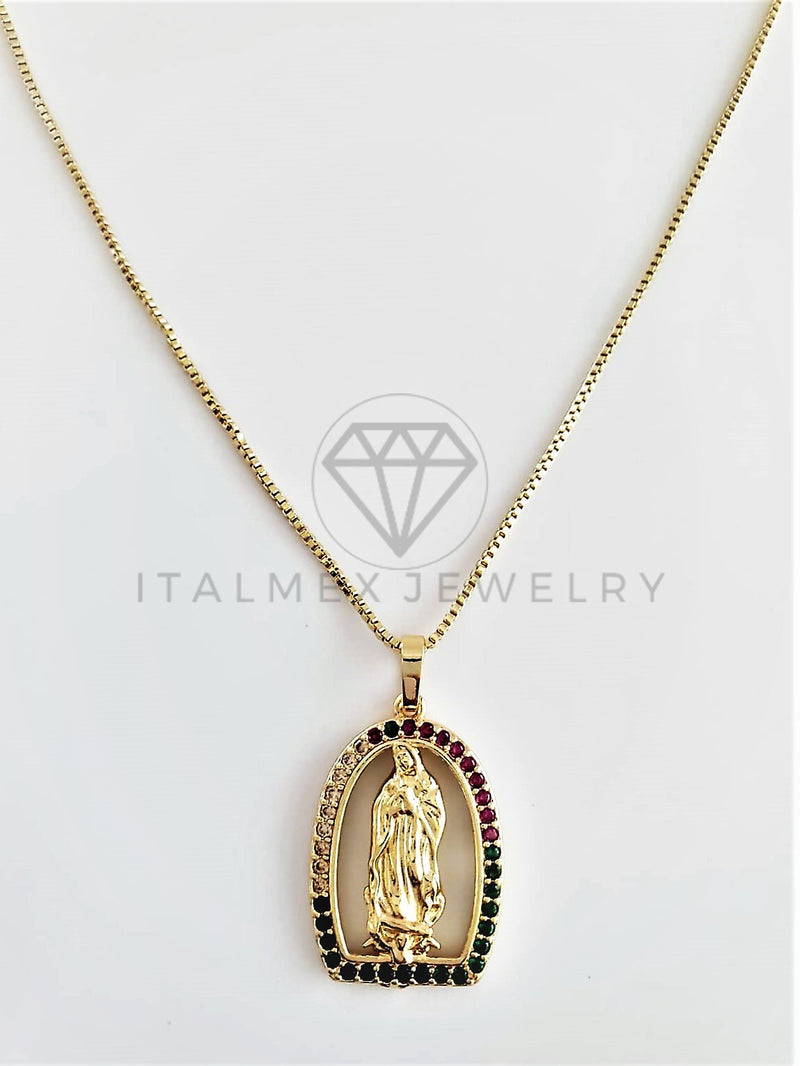 Dije Elegante - 102771 - Dije Virgen de Guadalupe CZ Color Tamaño Chico Oro Laminado 18K