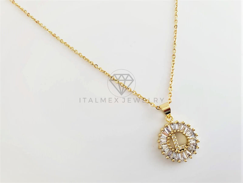Collar Elegante - 102621 - Collar Inicial "L" Con CZ Clara Oro Laminado 18K