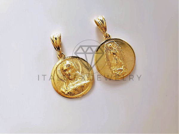 Dije Religioso - 104200 - Medalla Religiosa de Doble Cara Tamaño Mediano Oro Laminado 18K