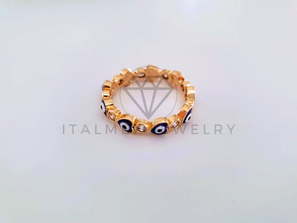 Anillo de Lujo - 103908 - Anillo Ojo Turco Corazón Azul Oro Laminado 18K
