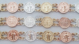 Pulsera de Lujo - 100190 - Diseño Moneda San Benito 3 Oros Oro Laminado 18K