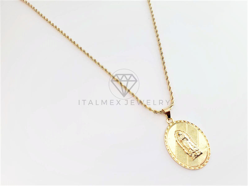 Collar Elegante - 103173 - Collar medalla Virgen Guadalupe Dorado Oro Laminado 18K