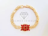 Pulsera Elegante - 103827 - Diseño Flor Grande CZ Roja Oro Laminado 18K