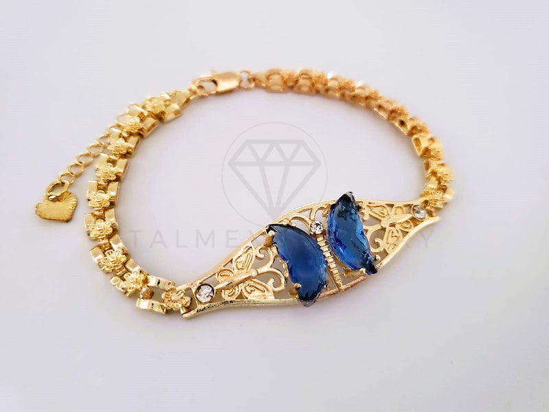 Pulsera Elegante - 103971 - Esclava de Mariposa CZ Azul Clara Oro Laminado 18K