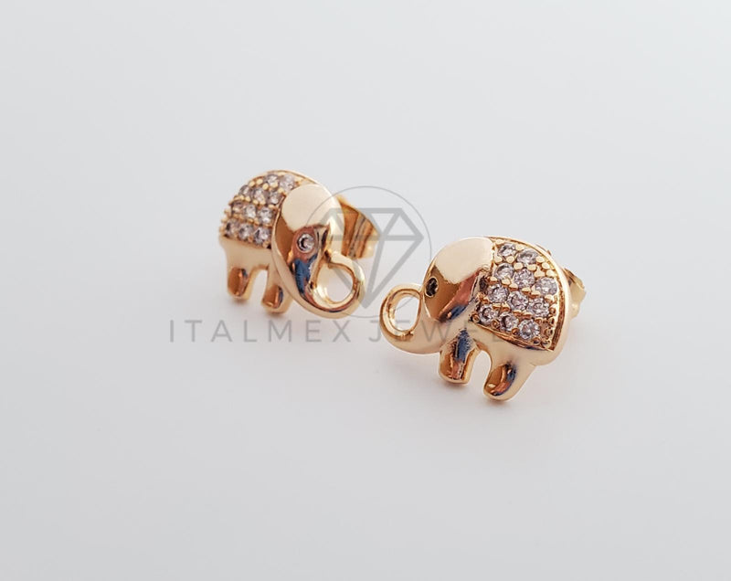 Broquel de Lujo - 101264 - Diseño de Elefante CZ Clara Oro Laminado 18K