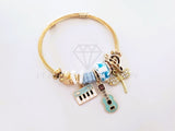 Pulsera Elegante - 103988 - Pulsera Estilo PDR Piano Guitarra y Líbelula Oro Laminado 18K