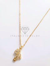 Collar Elegante - 103754 - Collar Oso y Corazón CZ Clara Oro Laminado 18K