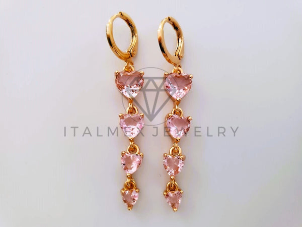 Arete de Lujo - 104618 - Arete Corazones CZ Rosa Oro Laminado 18K