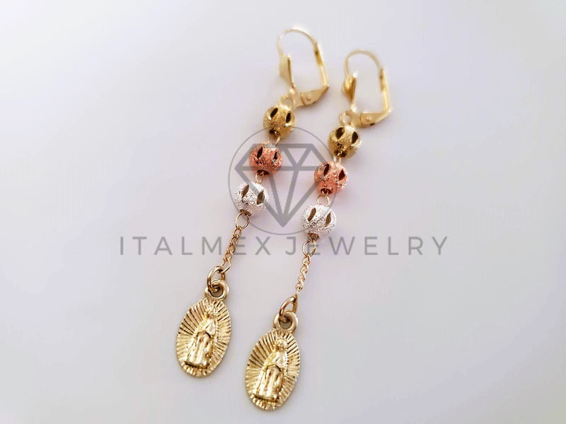 Arete de Lujo - 104611 - Arete Largo diseño de Rosario Virgen Oro Brasileño 18K