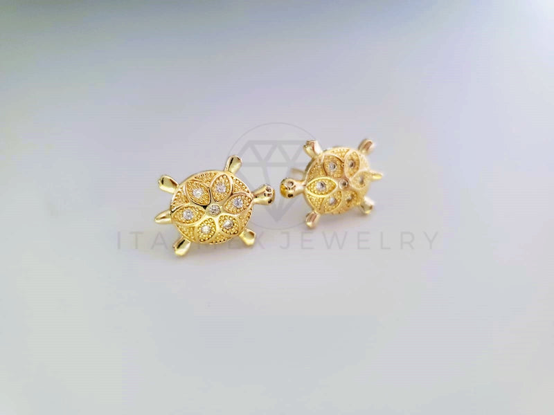 Broquel de Lujo - 104046 - Diseño Tortuga CZ Clara Oro Laminado 18K