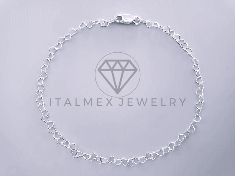 Pulsera de Lujo - 104452 - Diseño Corazon 3mm/8" Plata Fina .925