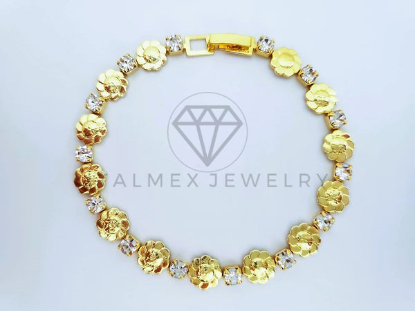 Pulsera Elegante - 103582 - Pulsera Girasol con Circonia Clara Oro Laminado 18K